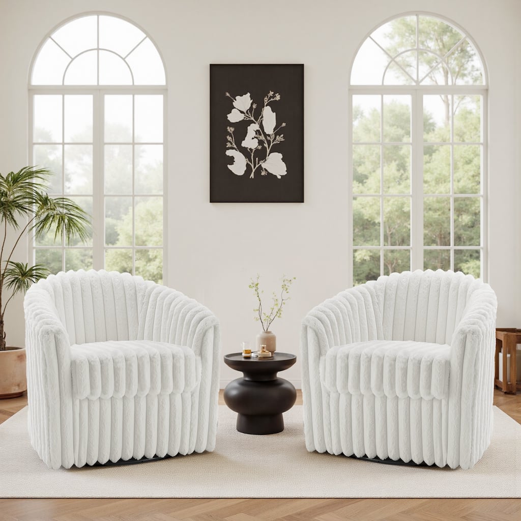 Single Sofa Armchair Swivel Barrel Chair (Set of 2)