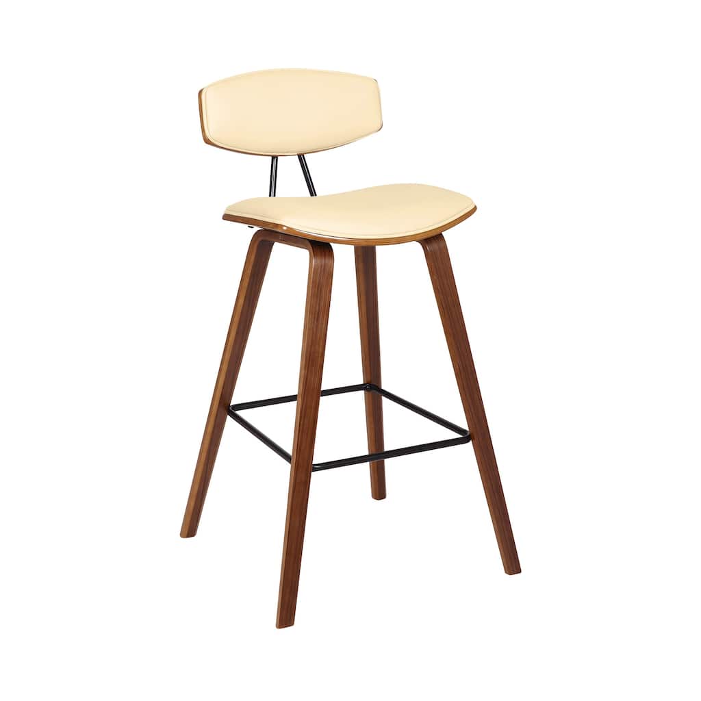 Faux Leather Saddle Bar Stool with Iron Frame and Low Back Support - 19” x 16” x 38” (D x W x H)