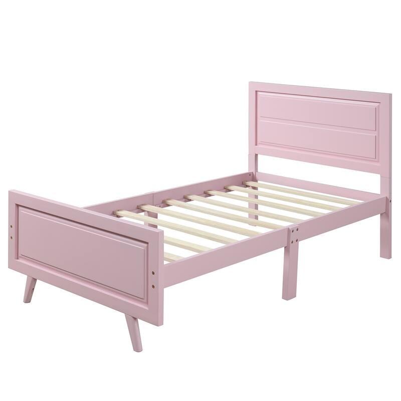 Stylish Twin Wood Bed Frame with Headboard - No Box Spring Needed, Easy Assembly