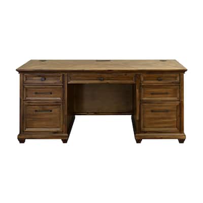 Traditional Credenza, Wood Office Desk, Writing Table, Storage Desk, Brown