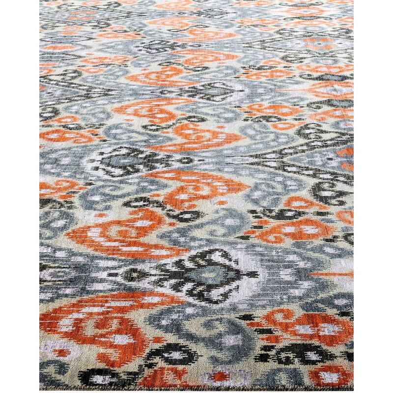Ikat One-of-a-Kind Hand-Knotted Area Rug - Gray, 9' 1" x 12' 4" - 9' 1" x 12' 4"