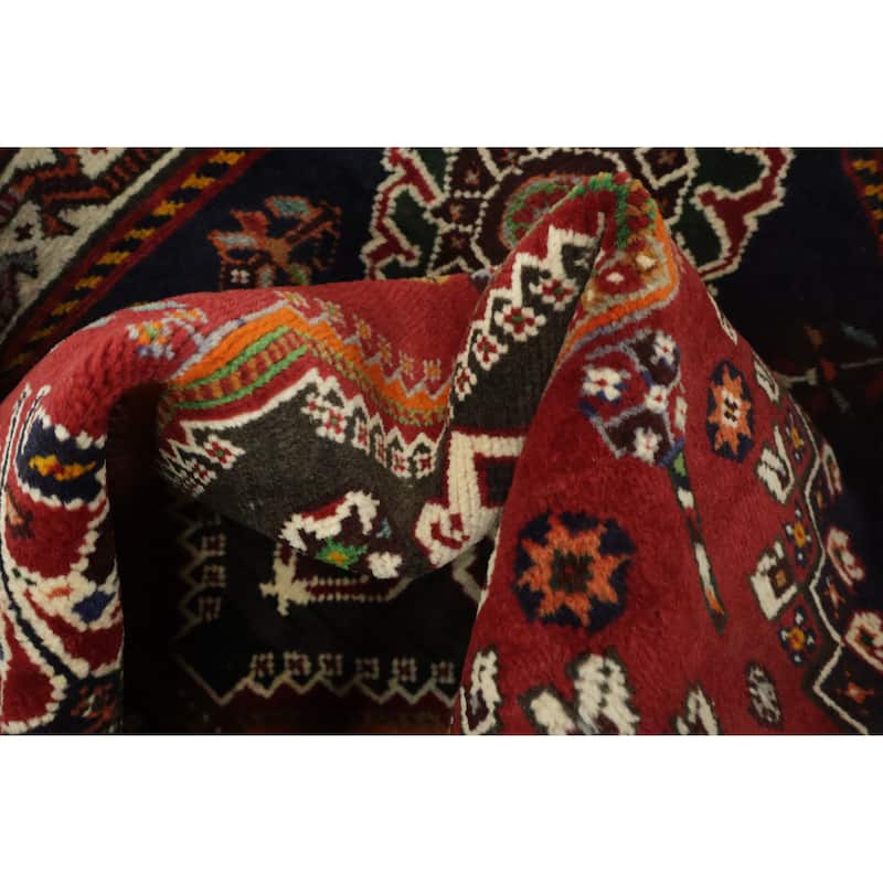 Hand Knotted Oriental 100% Wool Carpet Traditional Tribal Red Shiraz Area Rug - 6' 0'' X 4' 1''