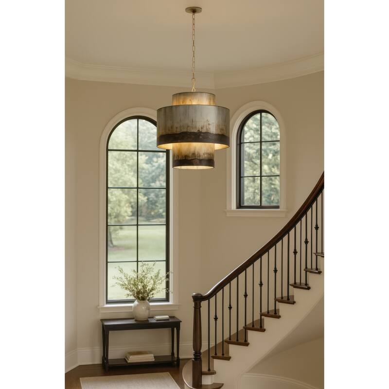 Varaluz Cannery 4-Light Tall Pendant - Ombre Galvanized