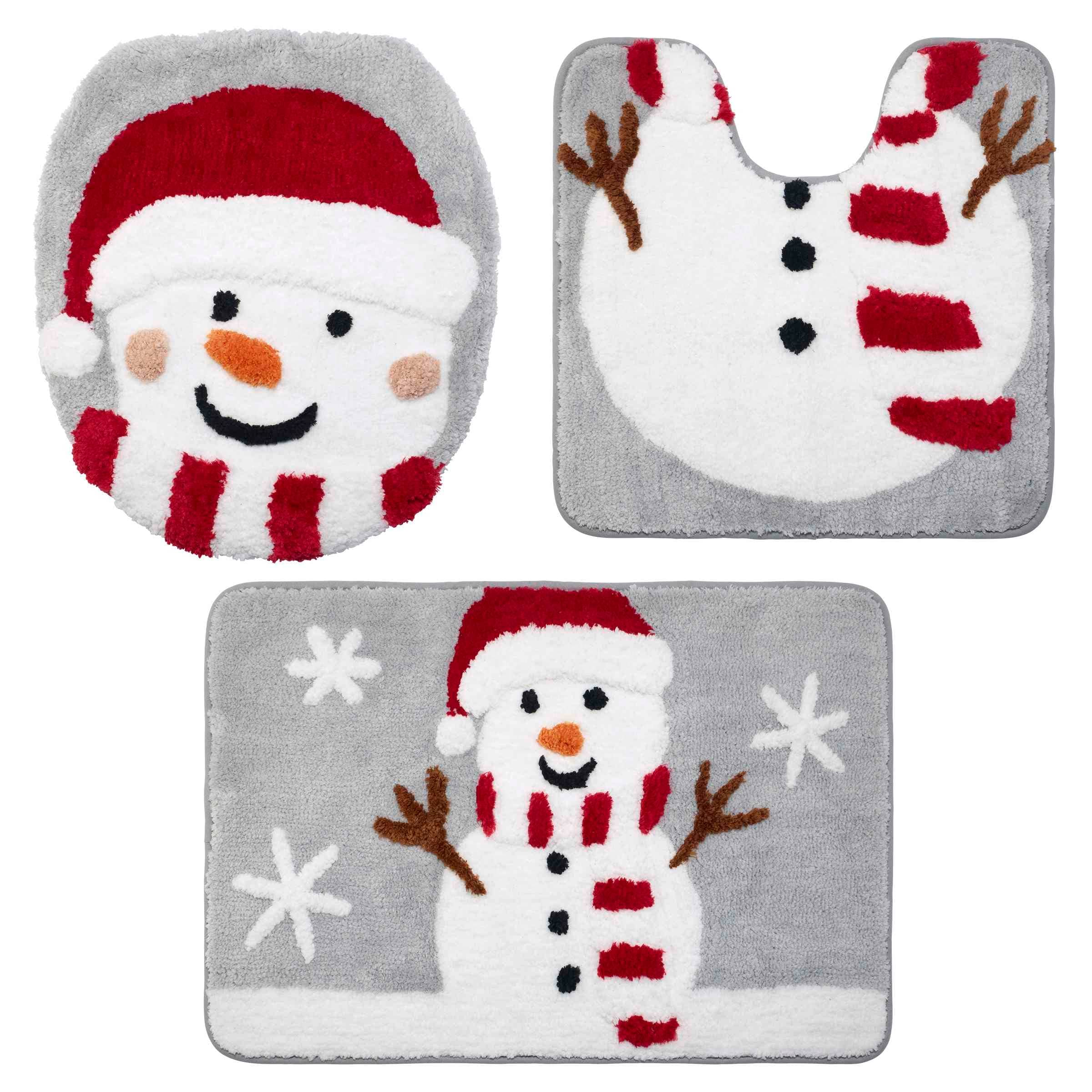 Avanti Snowman Flake 3-Piece Contour Rug Set