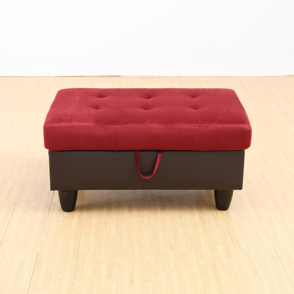 Rectangular Upholstered Ottoman With Storage And Liquid Rod