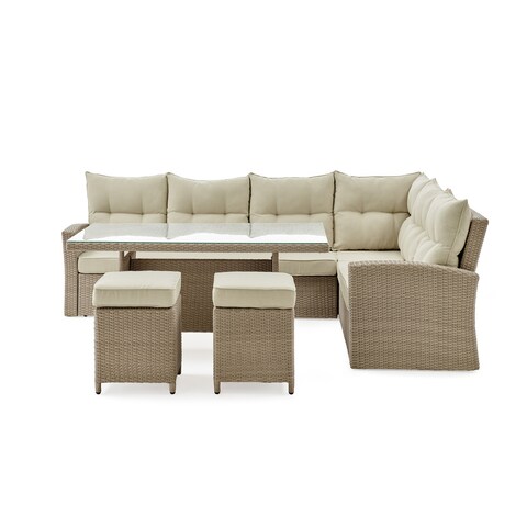 Lawayon 5-piece Outdoor Wicker Dining Sectional Set by Havenside Home