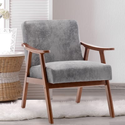 Mid-Century Modern Chair, Living Room Chair with Solid Wood Frame