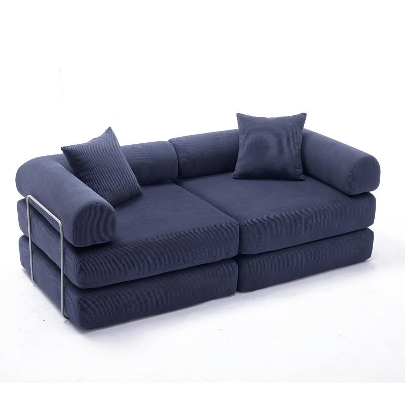 Modular Couch Sofa Bed, Convertible Design with Removable Armrests,Folding Mattress Couch for Small Spaces ,No Assembly