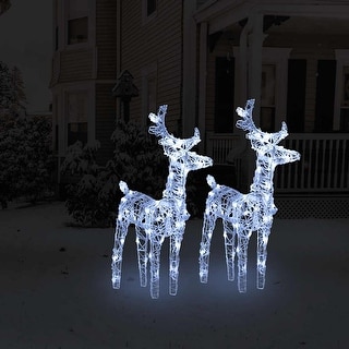 vidaXL Christmas Reindeers Xmas Decoration Light Display with LEDs Acrylic - 80 LEDs