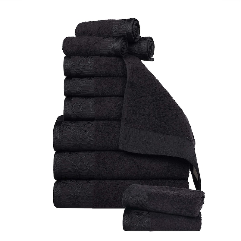 Superior Wisteria Cotton Floral Jacquard 12 Piece Bathroom Towel Set