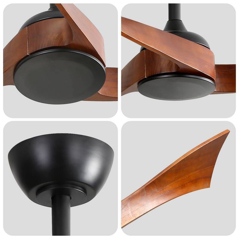 52''/60" Large Ceiling Fan without Lights, Remote Control and Reversible Motor Included, 3 Wood Blades
