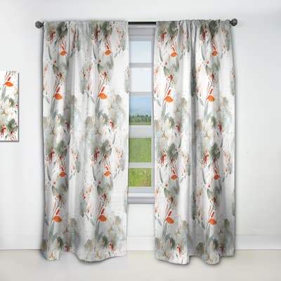 Designart 'Green and Orange Wildflowers I' Modern Curtain Single Panel