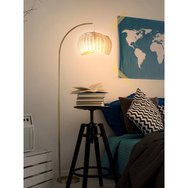 slide 2 of 4, Brightech Wave Pendant LED Floor Lamp - Brass