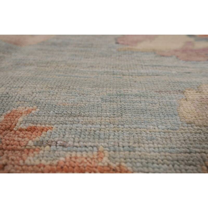 Light Blue Oushak Vegetable Dye Area Rug Hand-Knotted Wool Carpet - 8'11" x 11'8"