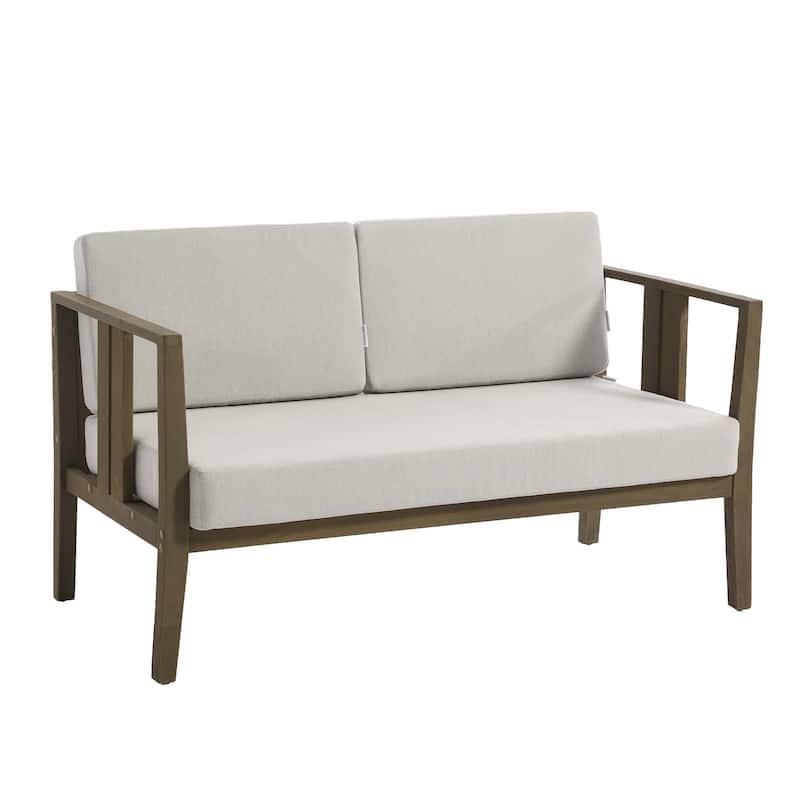 Teak Wood Weatherproof Outdoor Loveseat