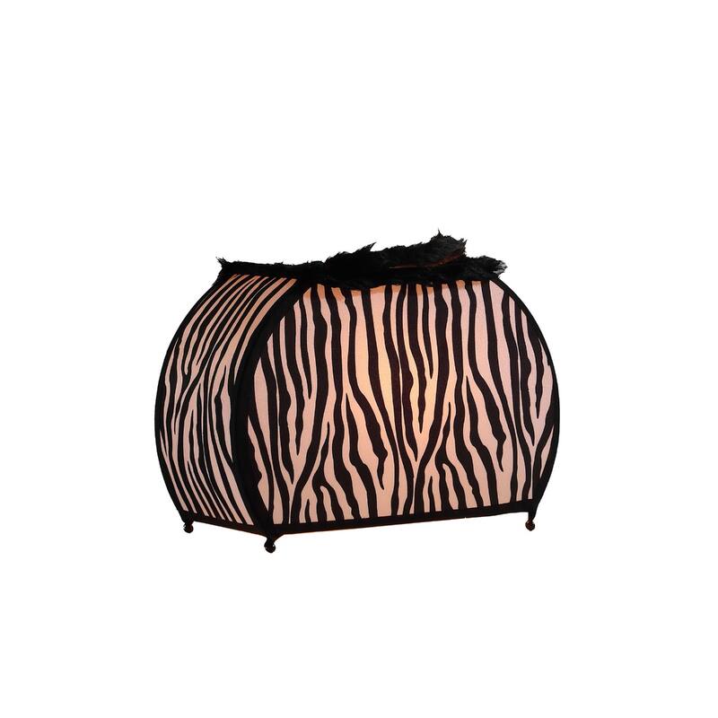 12" Zebra Print Handbag Table Lamp – Novelty Purse-Shaped Light with Faux Fur Trim - 5" x 12" x 11.75"