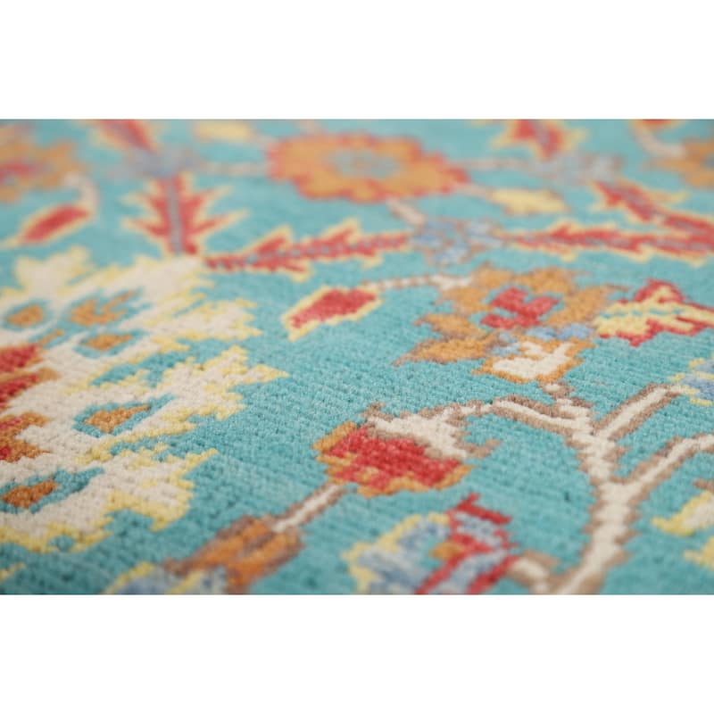 Turquoise Blue Kazak Oriental Foyer Rug Hand-Knotted Wool Carpet - 2'0" x 3'0"