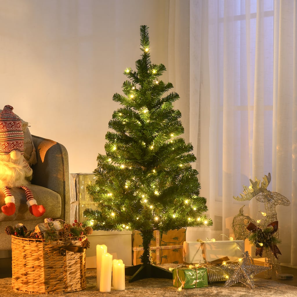 4/5/6FT Auto Open Prelit Artificial Christmas Tree with Warm White or Colorful LED Lights