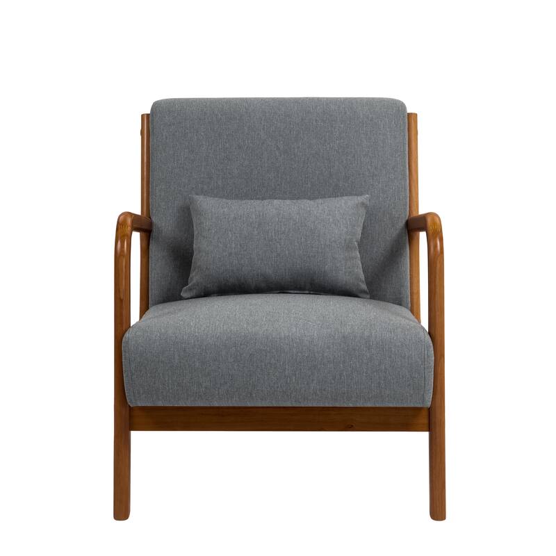 Mid-Century Modern Upholstered Accent Chair with Wood Frame