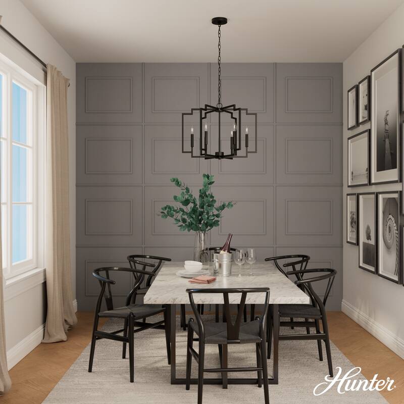 Hunter Zoanne 6-Light Modern Geometric Chandelier - Entry, Dining Room - Contemporary, Transitional