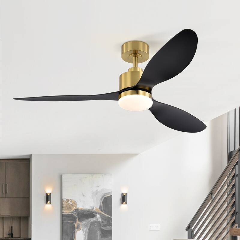52 Inch Gold LED Ceiling Fan with Lights Remote(3-Blade) - Goldblack