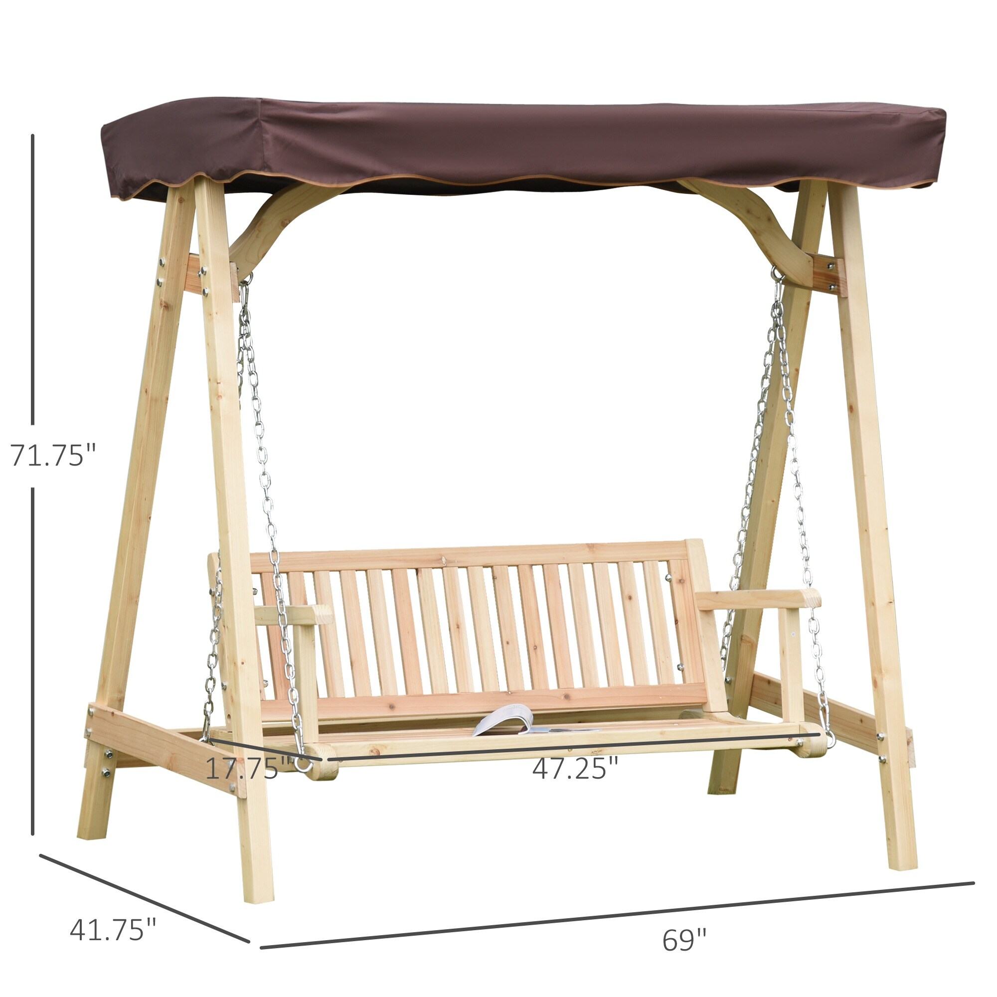 Outsunny 2-Person Outdoor Porch Swing with Wooden Stand Outsunny 2-Person Outdoor Porch Swing with Wooden Stand