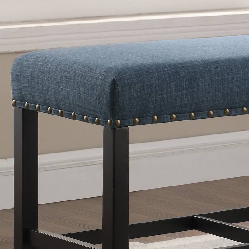 Fabric Counter Height Dining Bench with Nailhead Trim