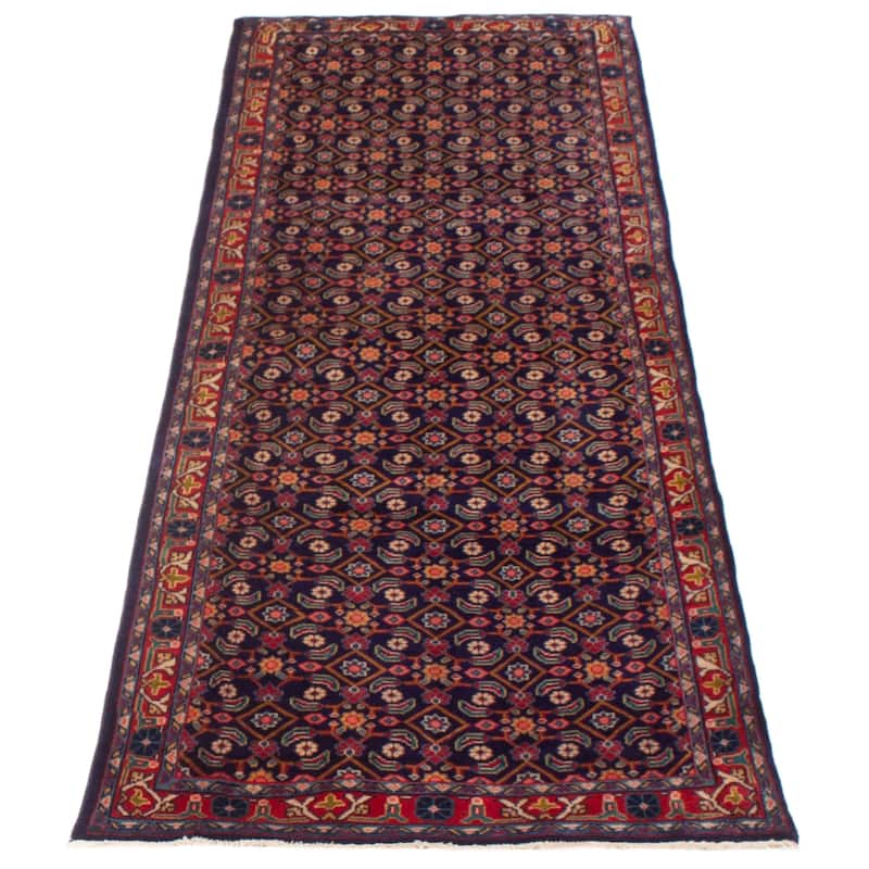 ECARPETGALLERY Hand-knotted Andelz Navy Wool Rug - 3'4 x 9'5