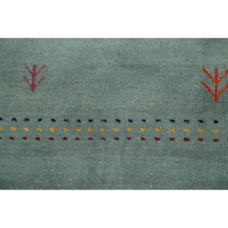 Striped Gabbeh Indian Accent Rug Hand-Knotted Wool Carpet - 4'1"x 5'8"