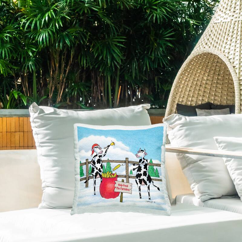 Stupell Feed The Farmless Funny Cows Printed Outdoor Throw Pillow Design by Roger Straub