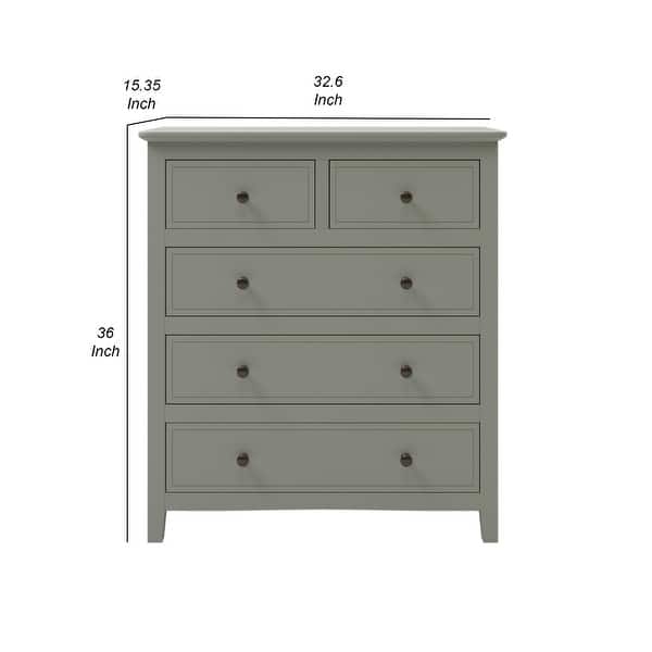 Karo 36 Inch Modern Tall Dresser Chest with 5 Drawers, Smooth Gray Finish -  Bed Bath & Beyond - 37149542