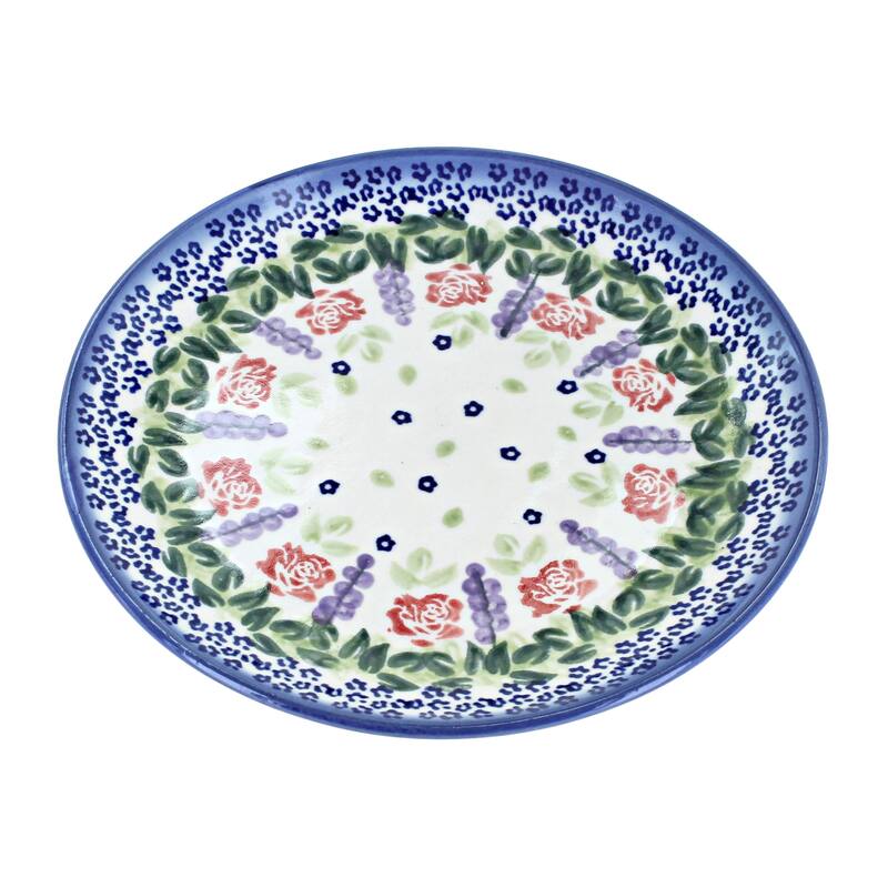 Blue Rose Polish Pottery WR Unikat Dessert Plate - Roses are Red