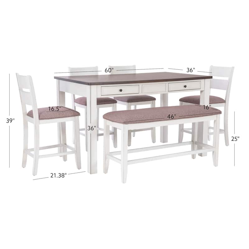 Menard Wood 6-Piece Counter Height Dining Set