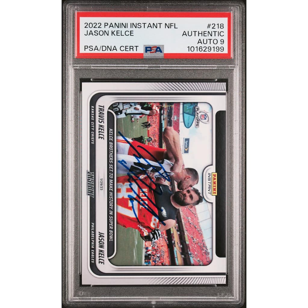 Jason Kelce 2022 Panini Instant Signed Football Card #218 Auto PSA 9 101629199 - 8' x 11'