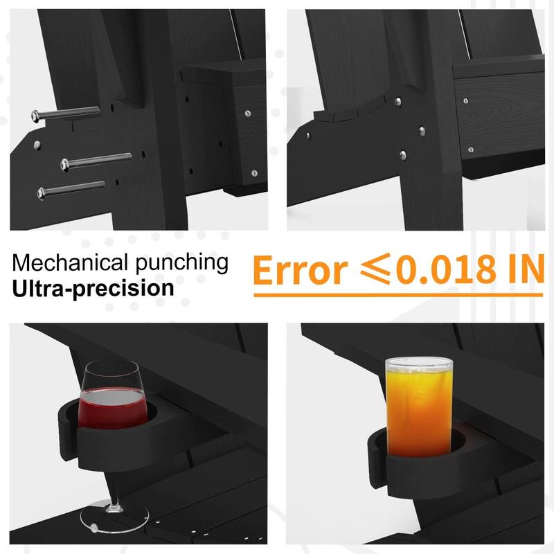WINSOON 3-Piece All Weather HIPS Outdoor Cup Holder Adirondack Chairs and Table Set
