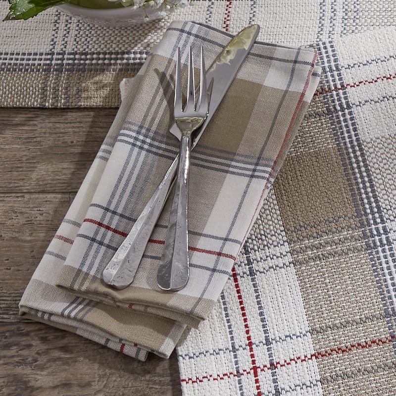 Park Designs Landen Beige Plaid Napkin Set of 4 - 18" X 18"