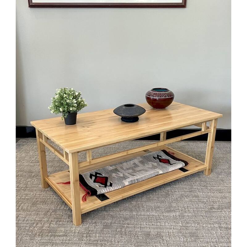 Zen Coffee Table with Lower Shelf in Natural - Wood