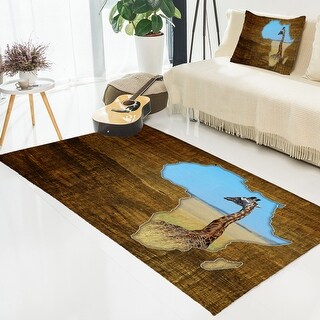 Designart 'Africa Wildlife Map Design' Abstract Area Rug - Bed Bath ...