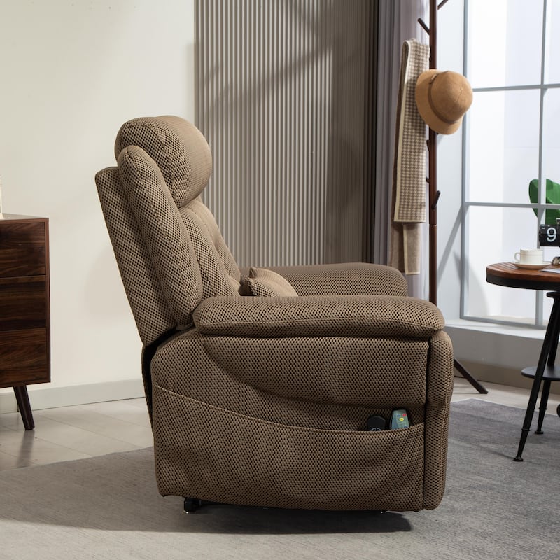 50'' Oversized Dual Motor Power Recliner Lift Chair with Massage and Heat，Mesh Fabric