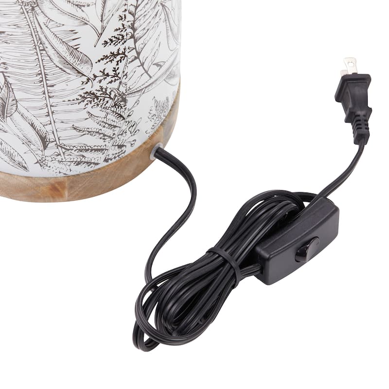 Sophia River of Goods White Glass and Wood Cylinder Shade 10.5-Inch Accent Lamp - 6.25" x 6.25" x 10.5"