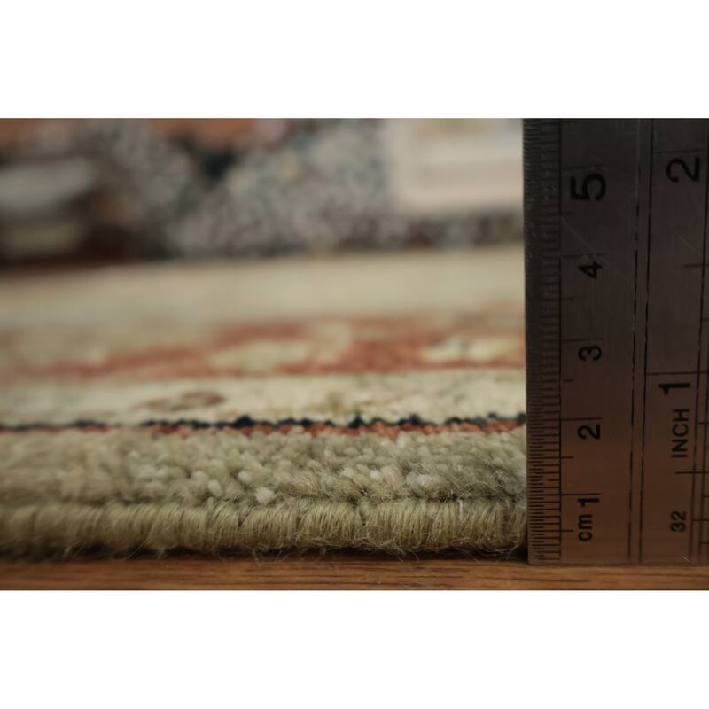 Hand Knotted Oriental 100% Wool Carpet Transitional Floral Green Oushak Area Rug - 8' 0'' X 5' 1''