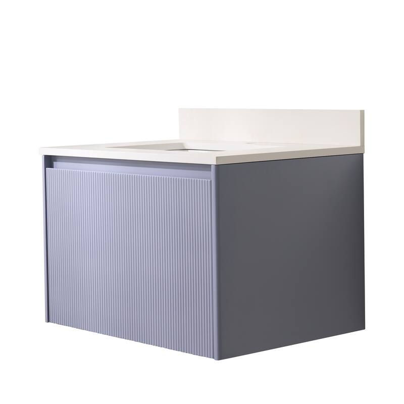 20'' H Modern Wall-Mount Bathroom Vanity With White Quartz Top and Single Sink