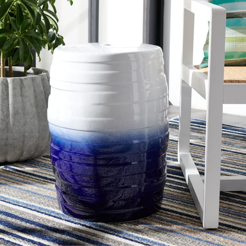 SAFAVIEH Ansa Indoor/ Outdoor Blue Ombre Ceramic Decorative Garden Stool