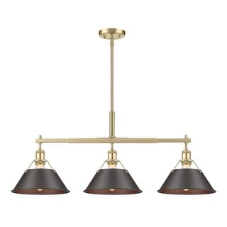 Yep by Golden Lighting Orwell 3-light Island Light in Brushed Champagne Brass and Rubbed Bronze shade - Gold