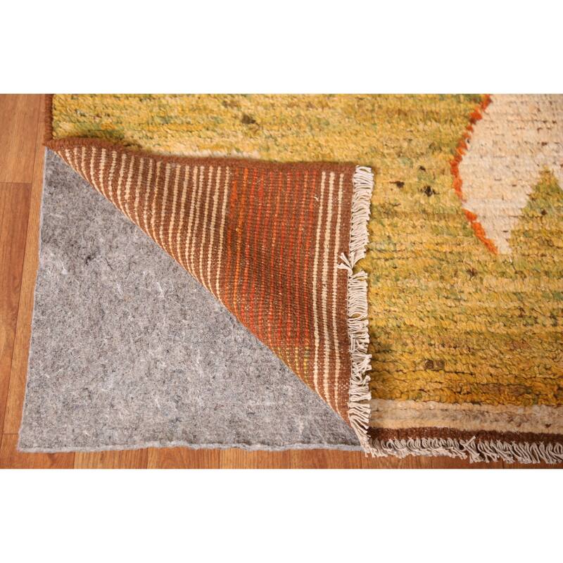 Orange Geometric Moroccan Oriental Large Rug Handmade Wool Carpet - 10'4" x 13'8"