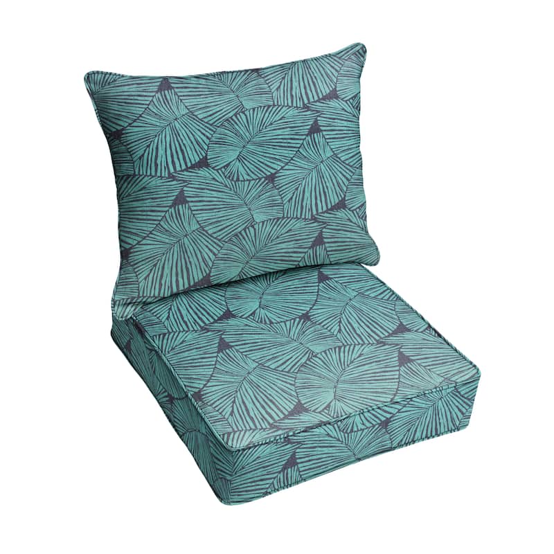 Blue Tropical Corded Deep Seating Pillow and Cushion Set