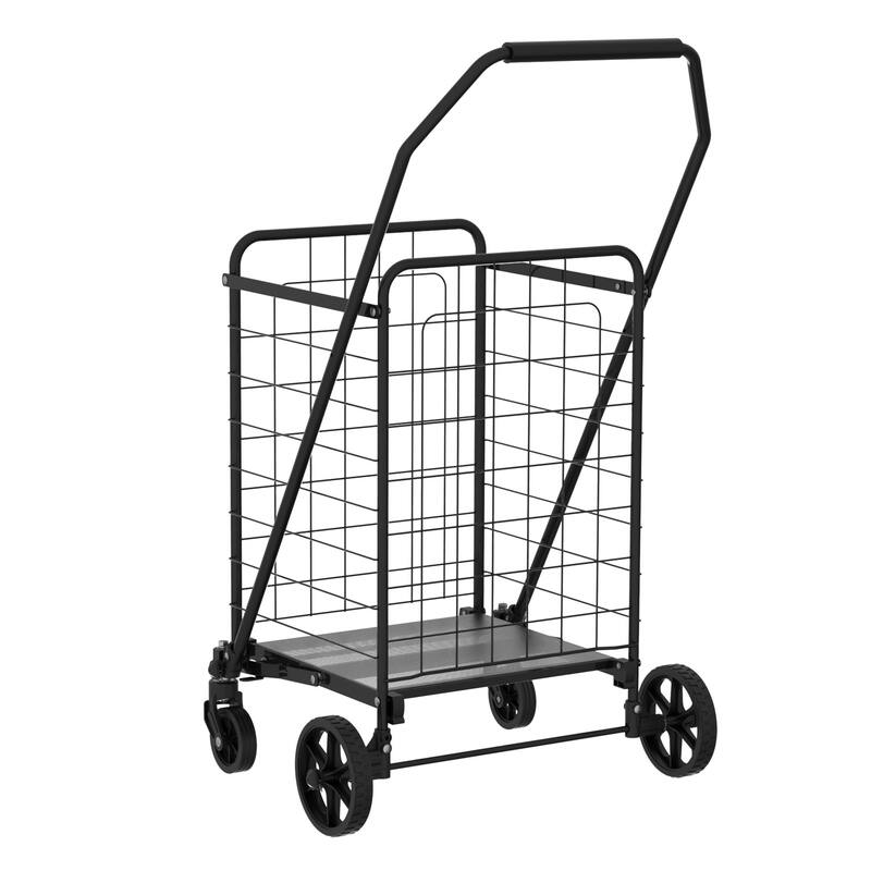 Shopping Cart with Shelf,Grocery Cart on Wheels