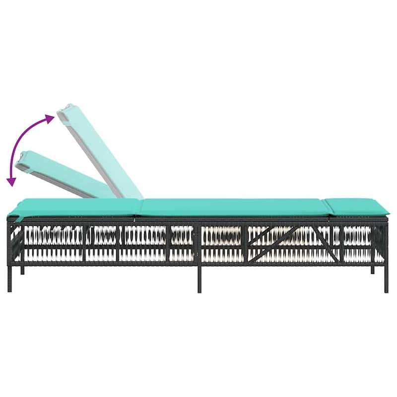 vidaXL Sun Loungers with Table Chaise Lounge 2 Pcs Poly Rattan Brown/Gray/Black