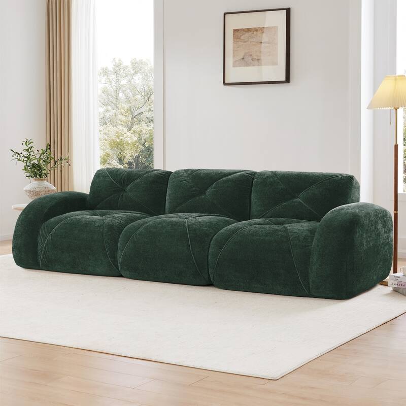 Rossetta 110" Anti-Slip Design Tufted Velvet Modular Boneless Sectional Cloud Couch, No Assembly Required