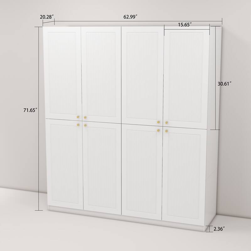 Modern White 63" Wide 4-Door Closet System